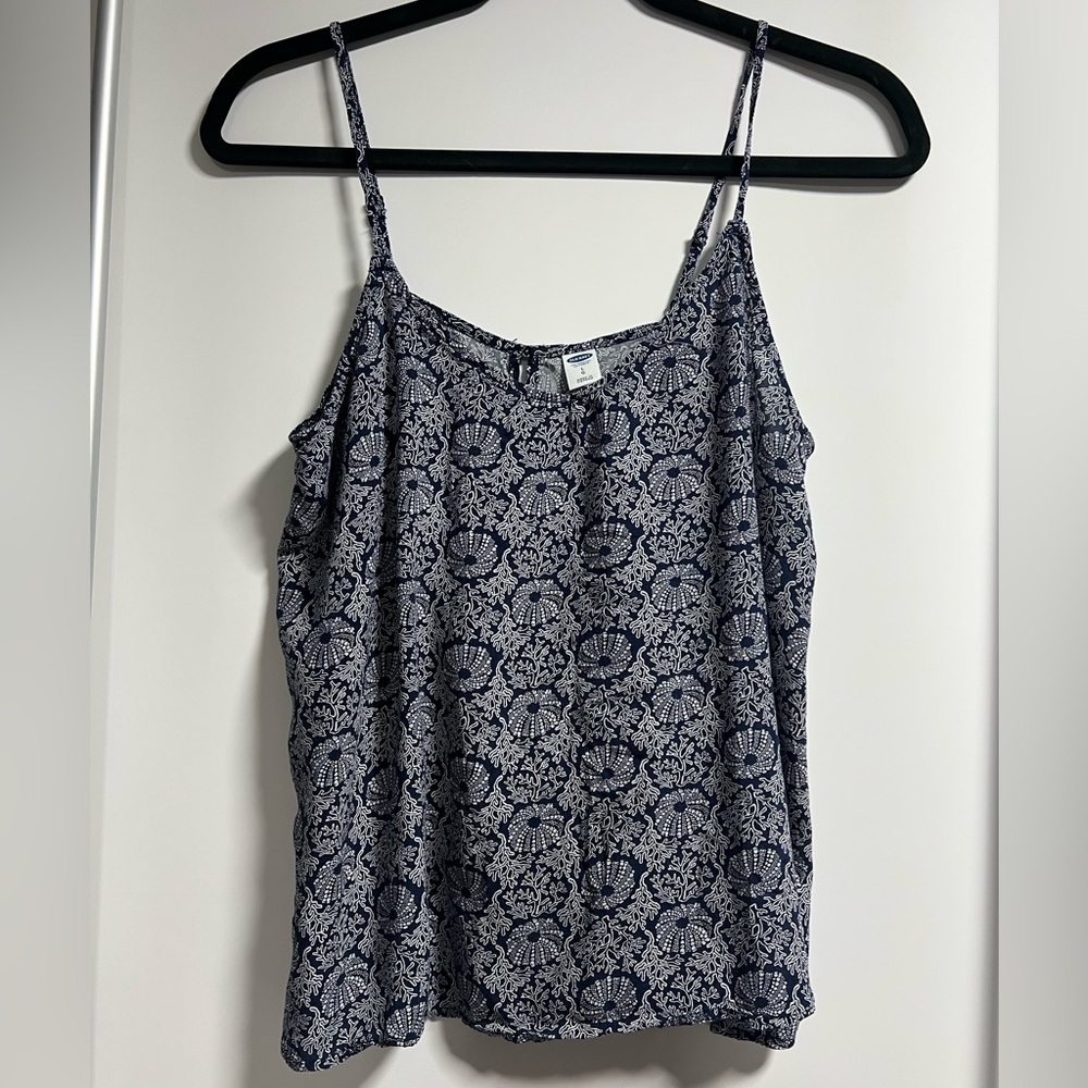 Old Navy Navy Blue Floral Split Back Camisole